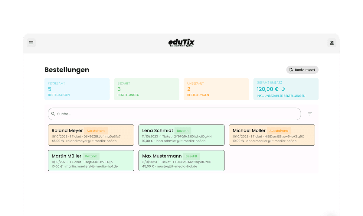 eduTix Dashboard